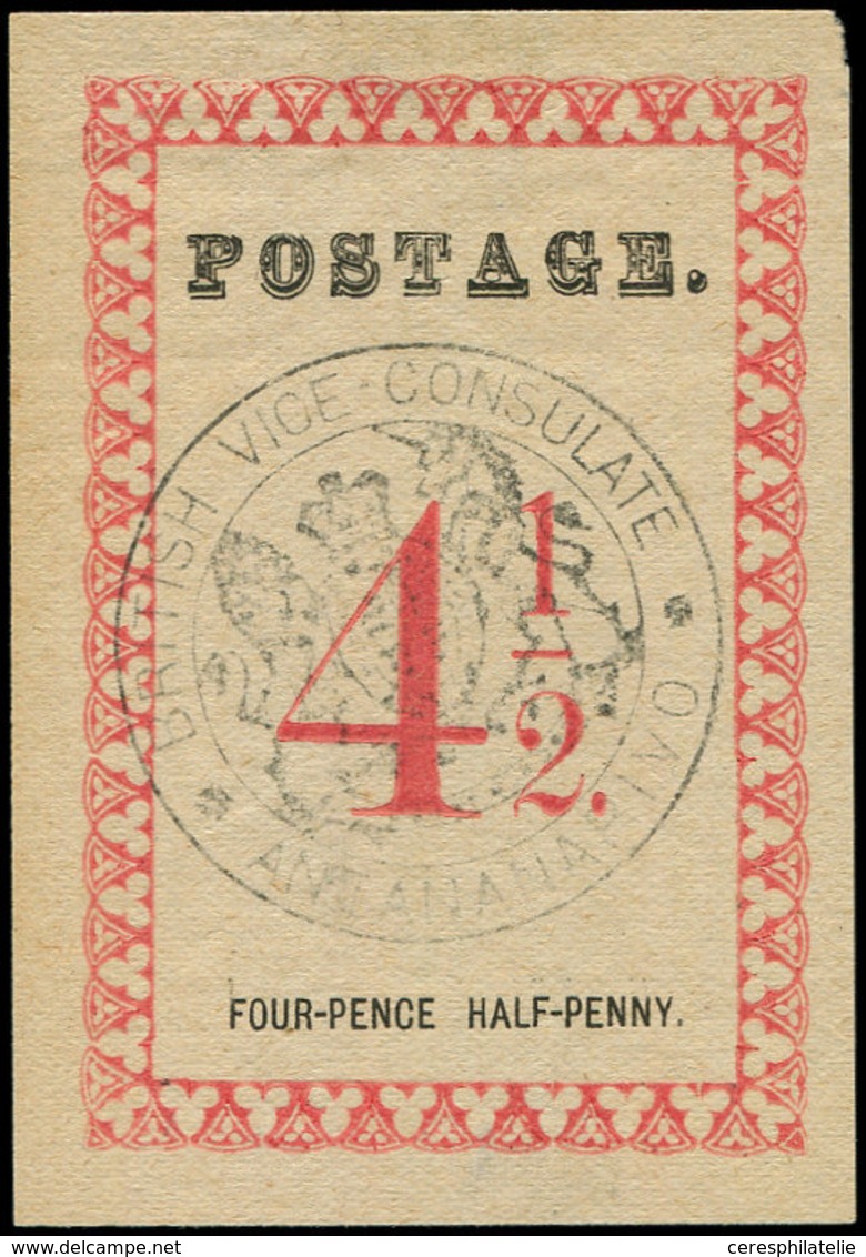 (*) MADAGASCAR Courrier Consulaire Britannique18 : 4 1/2p. Rose-rouge, TB, Cote Et N° Maury - Other & Unclassified