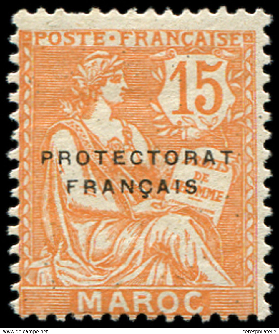 * MAROC 42a : 15c. Orange, SANS La Surcharge Arabe, TB. C - Other & Unclassified