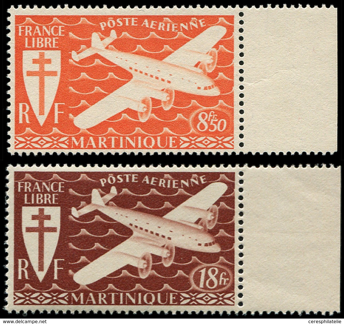 ** MARTINIQUE PA 5A/5B : 8f50 Orange Et 18f. Brun, NON EMIS, Bdf, TB - Other & Unclassified