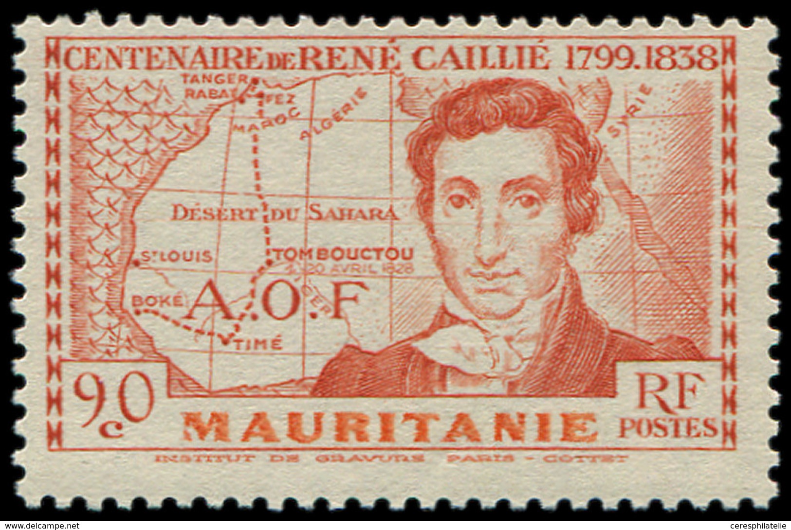 ** MAURITANIE 95a : 90c. Rouge Terne, GRANDE Légende, TB. Br - Sonstige & Ohne Zuordnung