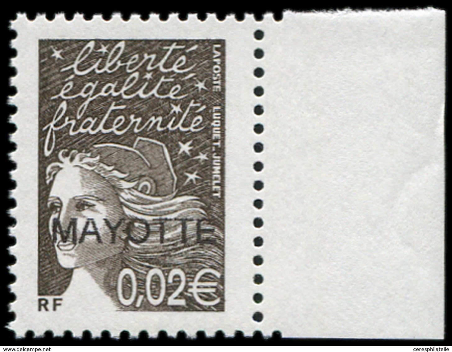 ** MAYOTTE 113a : 0,02 Bistre-noir, Grande Surcharge, Bdf, TB - Other & Unclassified