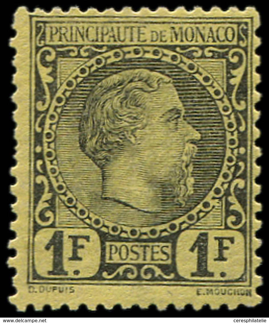 * MONACO 9 : 1f. Noir Sur Jaune, Charles III, TB - Postmarks