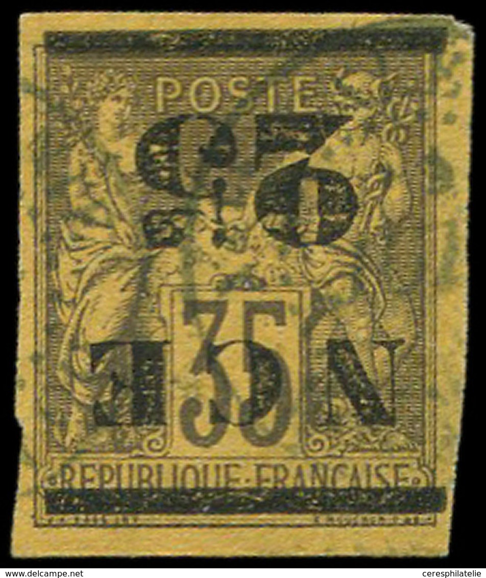 NOUVELLE CALEDONIE 4a : 25 Sur 35c. Violet-noir Sur Jaune, Surcharge RENVERSEE, Obl., TB. C - Storia Postale