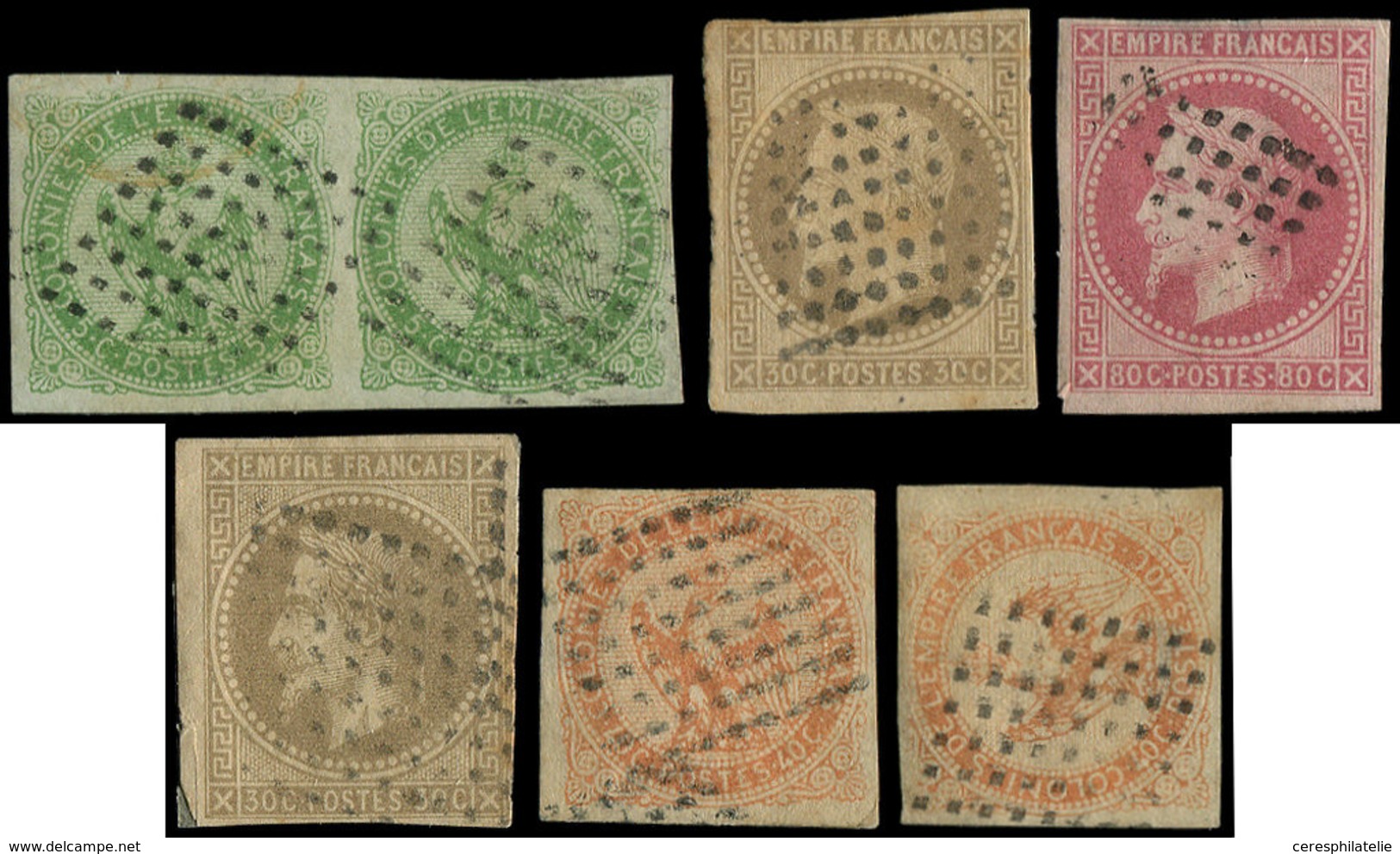 NOUVELLE CALEDONIE Lot De 5 Unités Et Une Paire Des Colonies Générales, Obl. Los. De 64 Points, TB - Briefe U. Dokumente