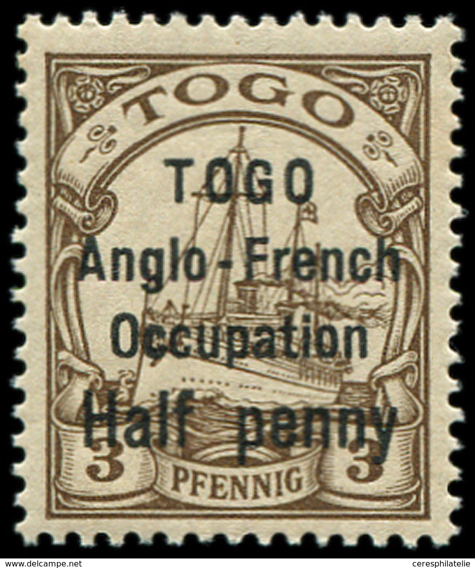 ** TOGO 31B : Half Penny S. 3pf. Brun, Surch. T II, TB - Other & Unclassified