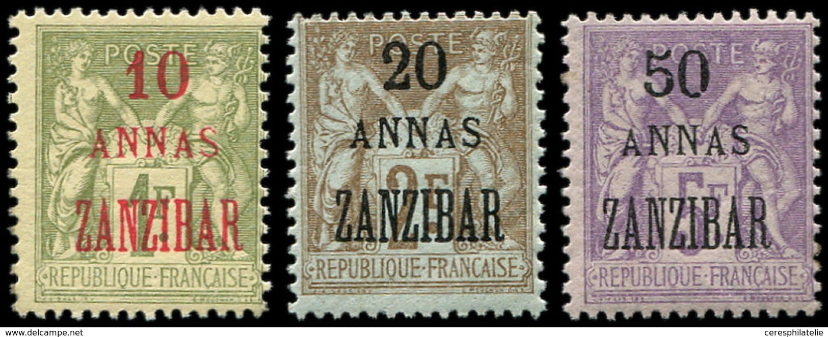 ** ZANZIBAR 29/31 : 10a. Sur 1f., 20a. Sur 2f. Et 50a Sur 5f., N°30 **, TB - Unused Stamps