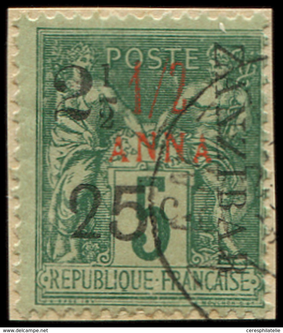 ZANZIBAR 32d : 2 1/2 Et 25c. Sur 1/2a. (rouge) Sur 5c. Vert, T IV, Obl. Sur Petit Fragt, Tirage 64, TB, Cote Maury - Unused Stamps