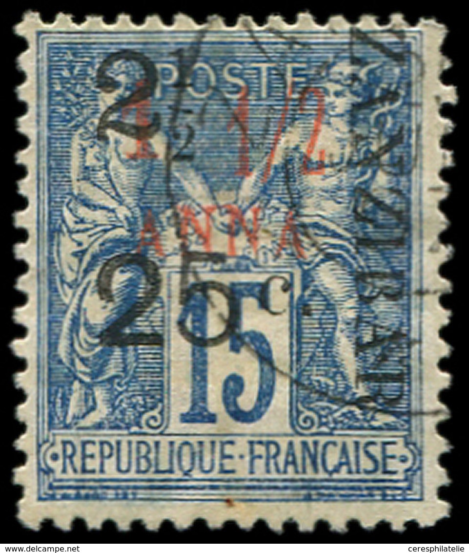ZANZIBAR 34a : 2 1/2 Et 25c. Sur 1/2a. Sur 15c. Bleu, T I, Obl., TB. Br - Unused Stamps