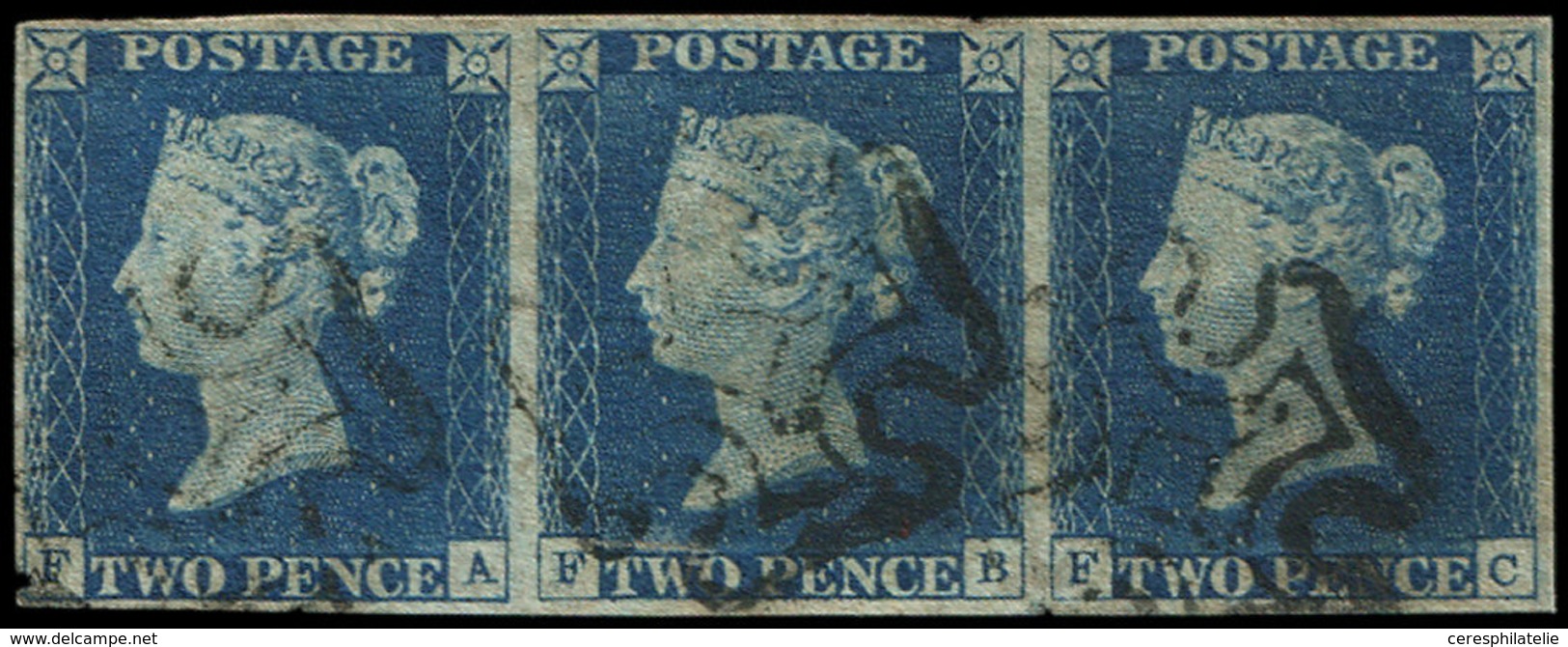 GRANDE BRETAGNE 2 : 2p. Bleu, BANDE De 3 Obl. Rosette, TTB - Used Stamps