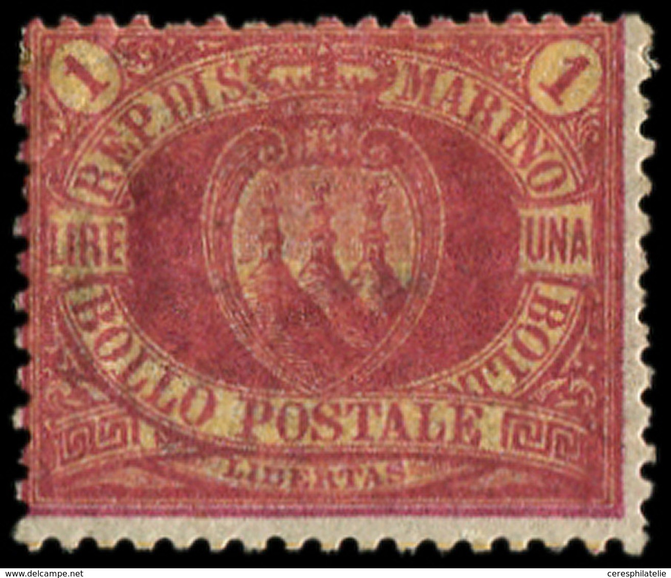 * SAINT MARIN 20 : 1l. Rouge Sur Jaune, TB. C - Unused Stamps