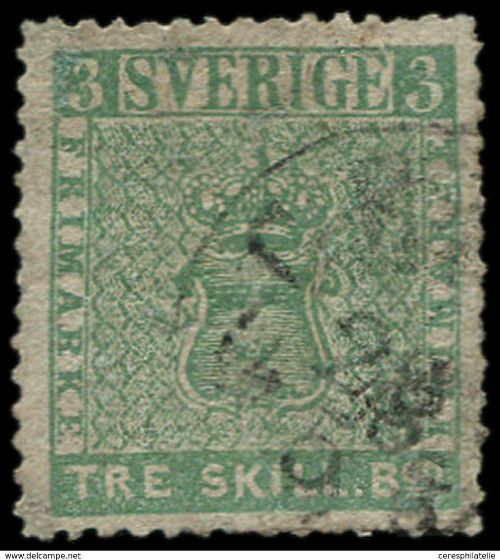 SUEDE 1 : 3s. Vert Obl., Restauré, B - Used Stamps