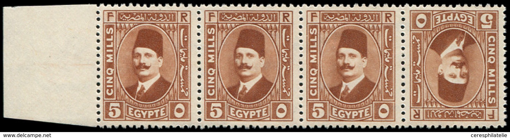 ** EGYPTE 122a : 5m. Brun-jaune, TETE BECHE Dans Une BANDE De 4 Bdf, TB - Altri & Non Classificati