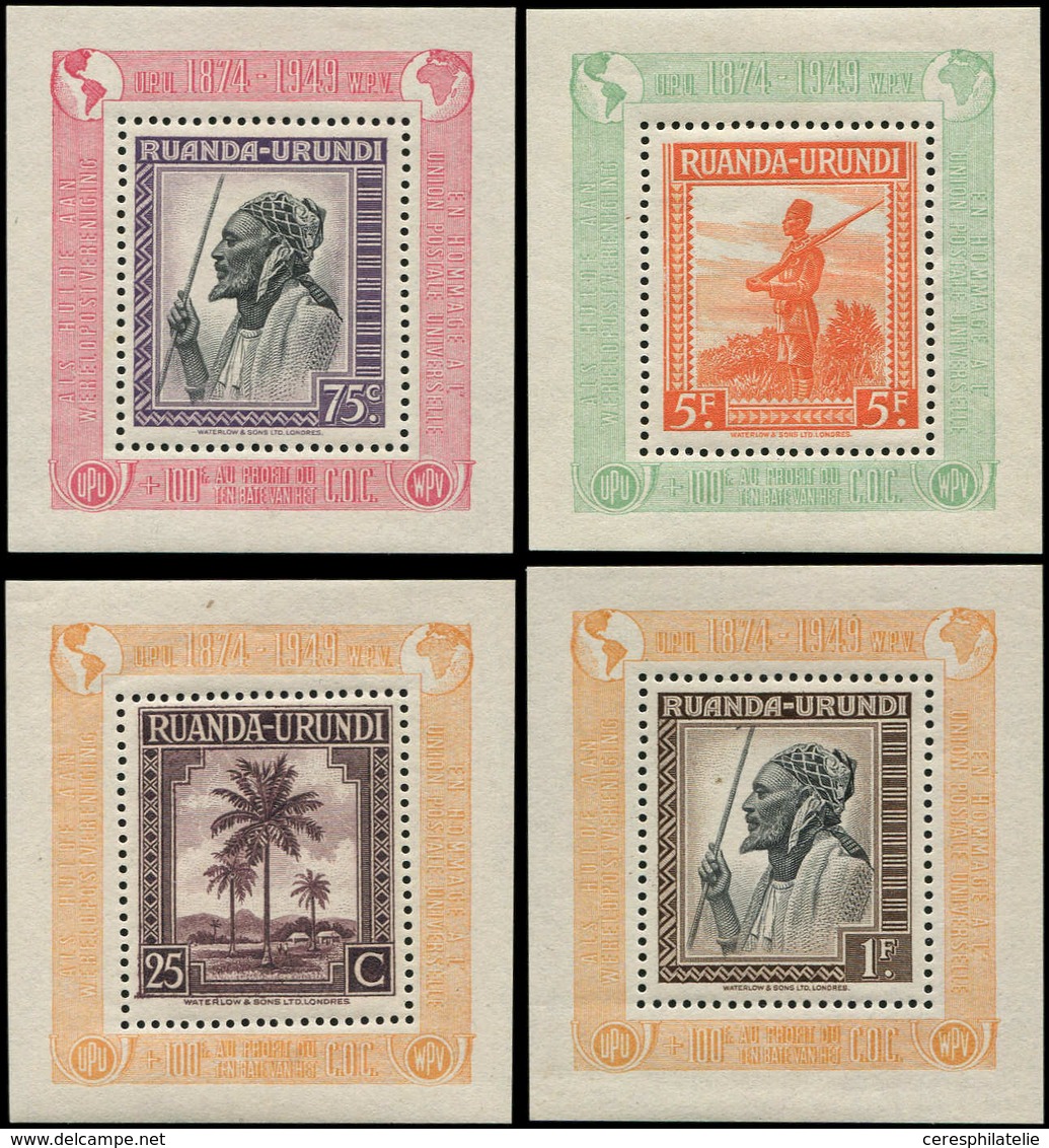 ** RUANDA ET URUNDI BF 1A/4A : UPU 1949, Tirage 300 Ex., TB, Cote Et N° C.O.B., TB - Sonstige & Ohne Zuordnung