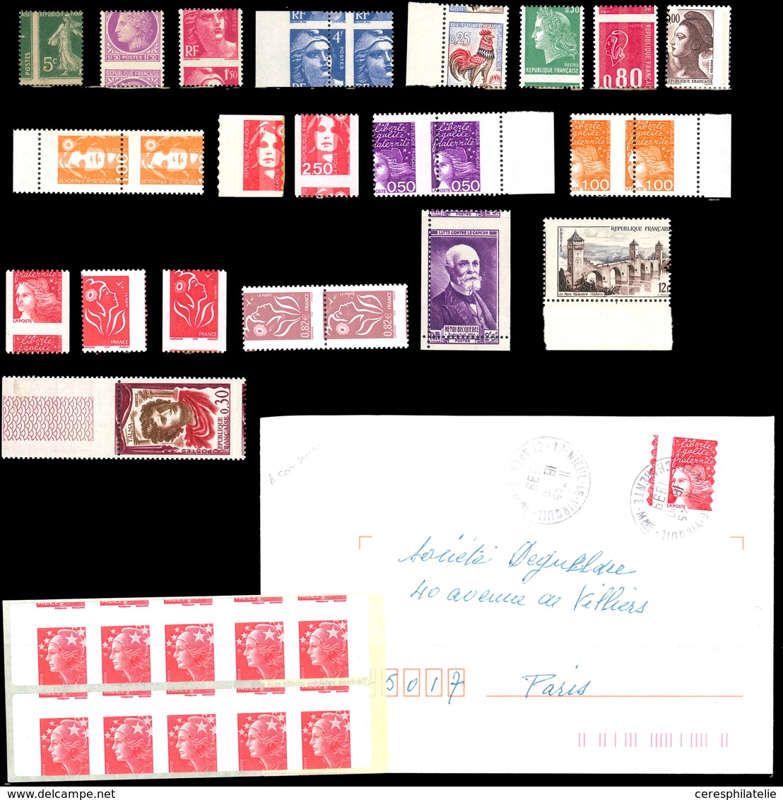 ** 22 Timbres Avec Variétés De Piquages Dont 3 Grands Formats + Un Carnet Et Un Ex. Obl. Sur Env., TB - Collezioni (in Album)