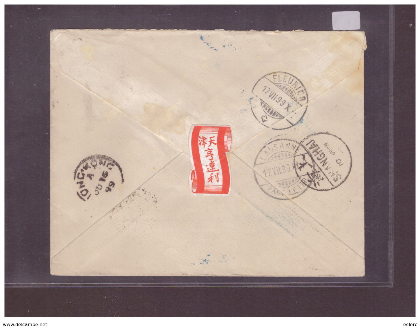 CHINA - COVER WITH MIX STAMPS HONG-KONG CHINA FROM TIENTSIN TO SWITZERLAND  - !!! WARNING: NO PAYPAL!!! - Lettres & Documents