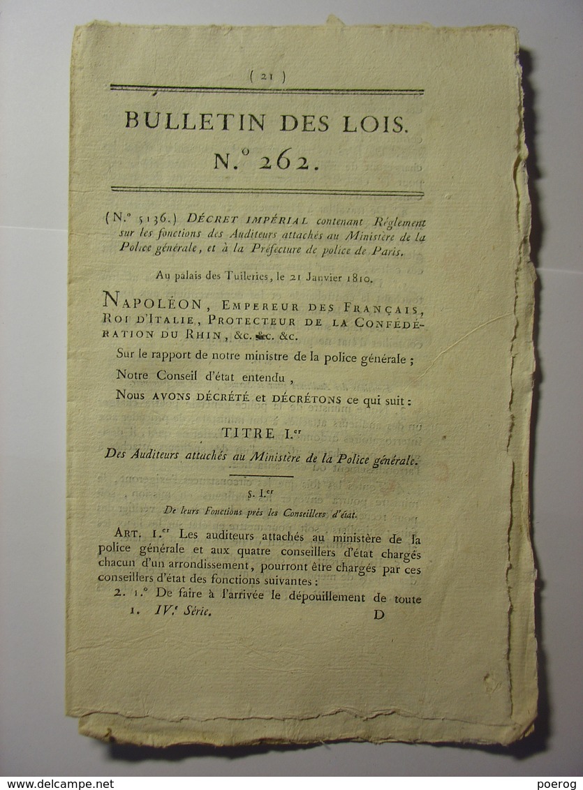 BULLETIN DES LOIS De 1810 - REGLEMENT POLICE GENERALE ET PREFECTURE DE POLICE DE PARIS - ABBEVILLE HOSSE SAINT RIQUIER - Decretos & Leyes