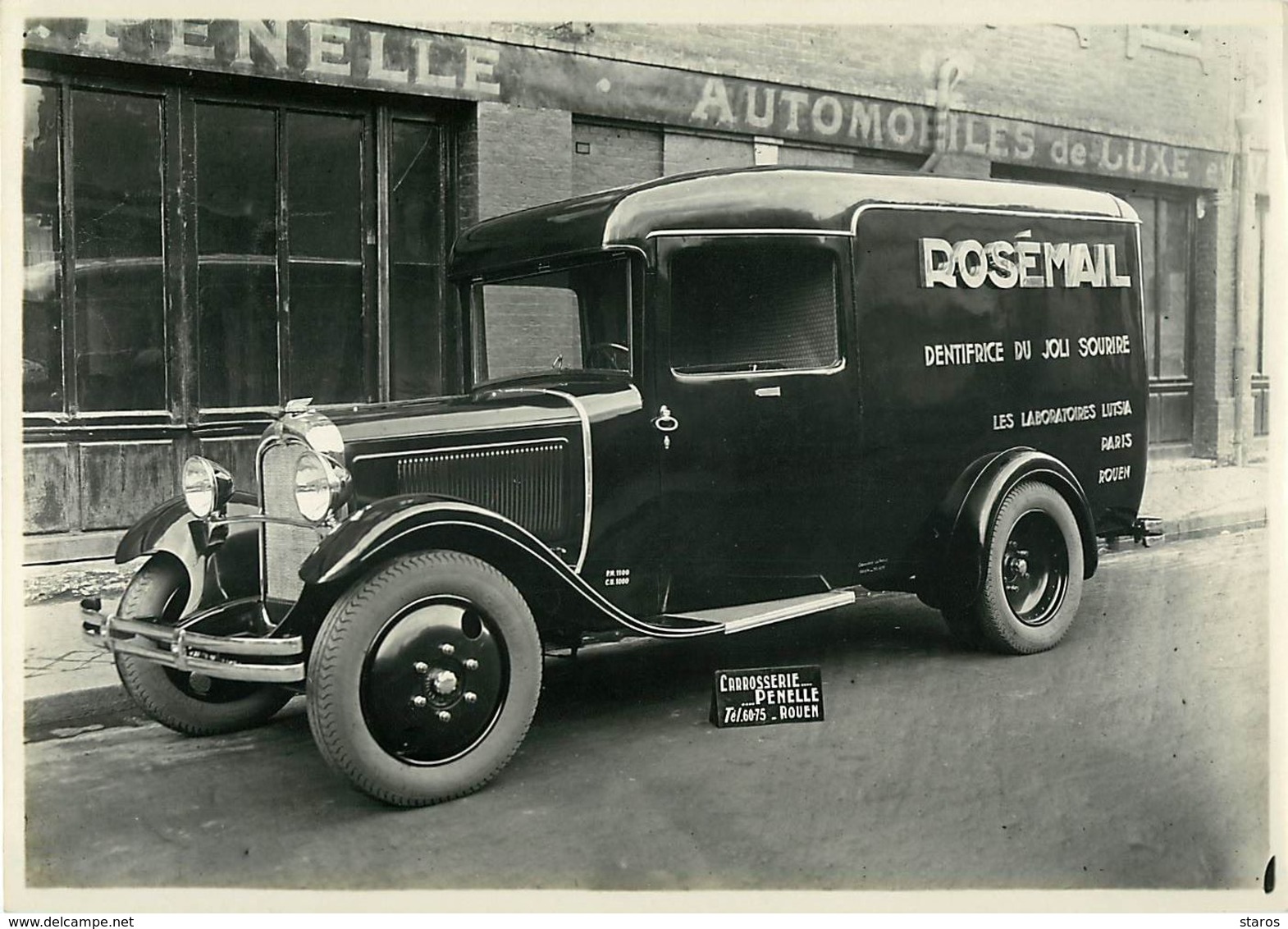 ROUEN - Photo 23,5 * 17,2 Cm - Carrosserie Penelle 16 Rue Le Mire - Camionnette Rosémail - Rouen