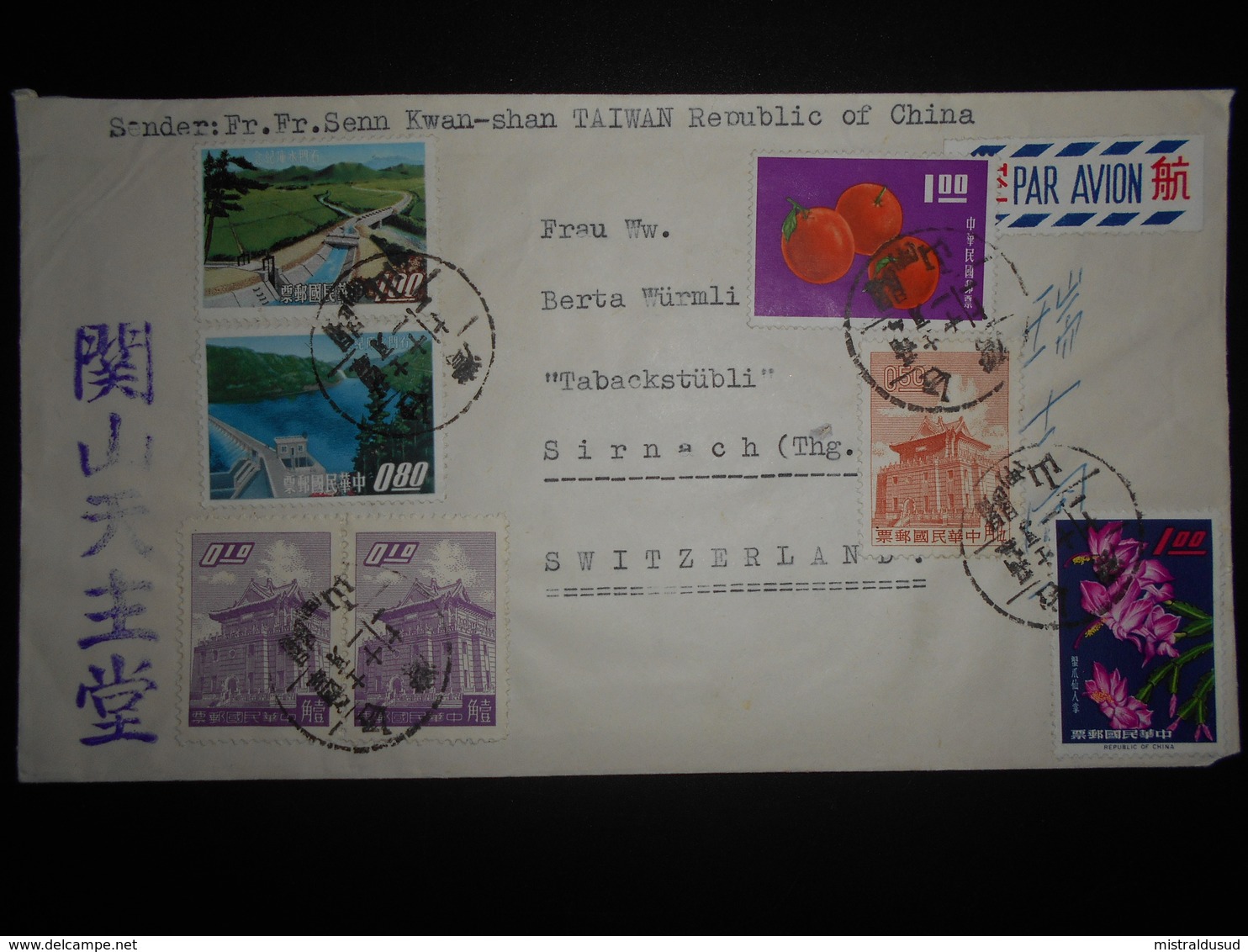 Taiwan , Lettre De 1968 Pour Sirnach - Lettres & Documents