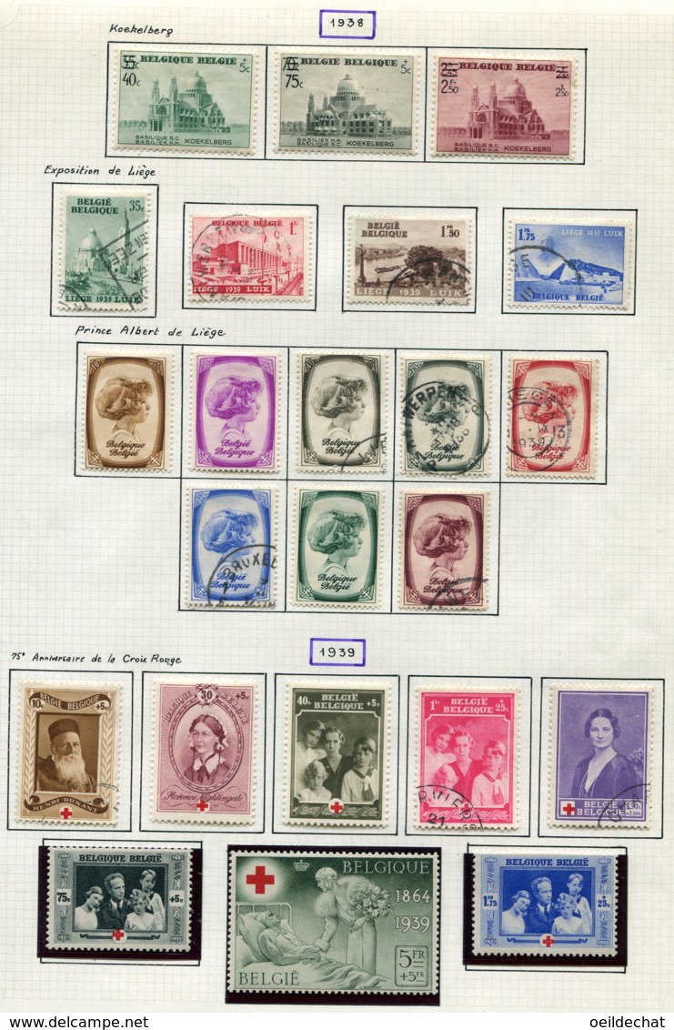 11185  BELGIQUE  Collection Vendue Par Page */° N°481/503  1938-39  B/TB - Verzamelingen