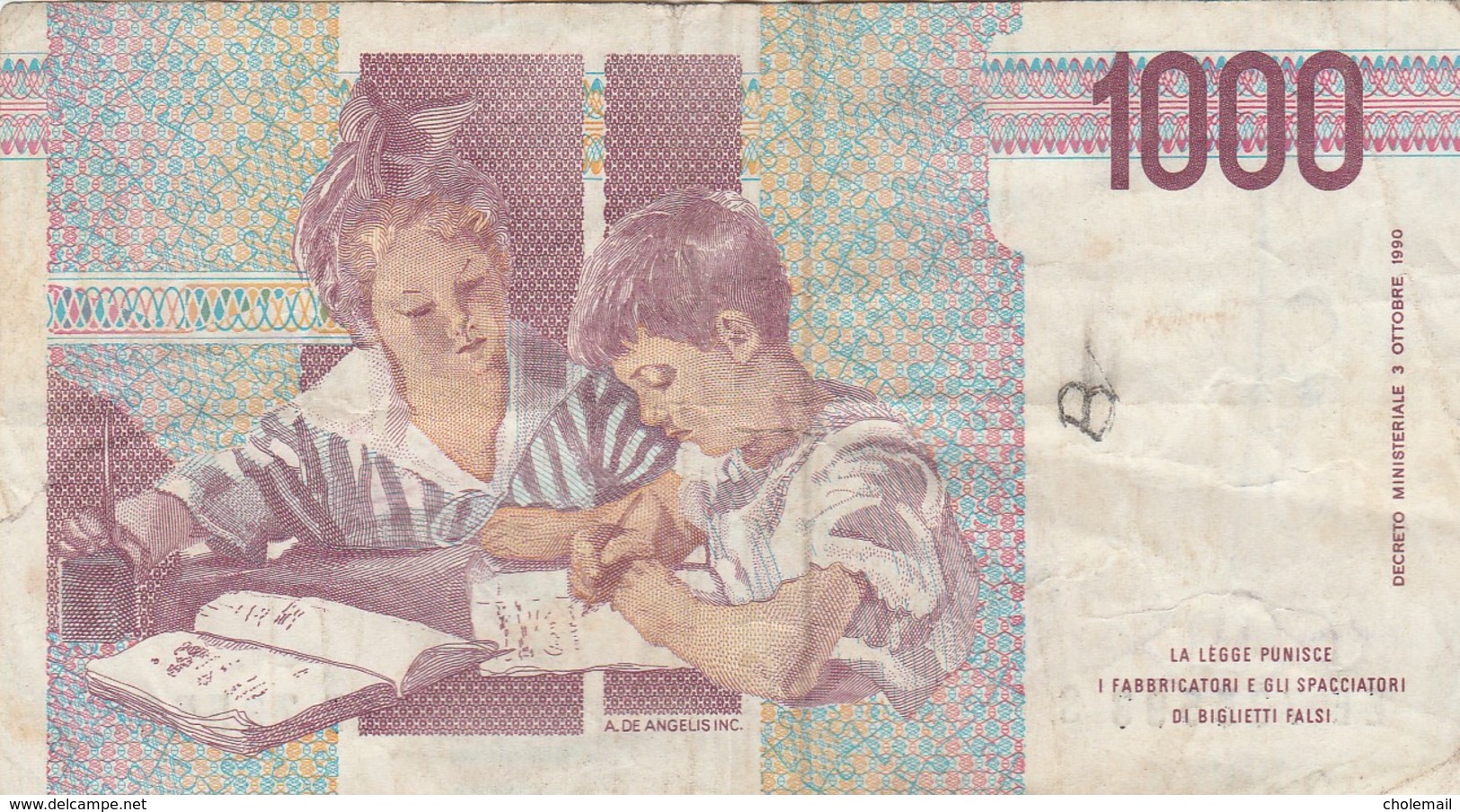 ITALIE - 1000 Lires - 3/10/1990 - Banca D'Italia - 1000 Lire