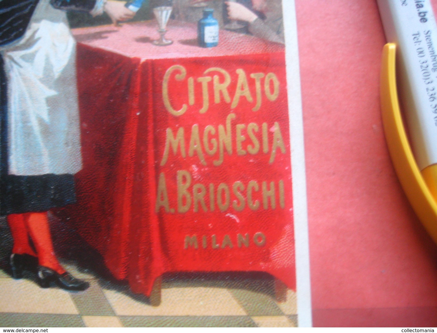 1 Carta Pubblicità, Spessa,  16cmX9,8cm , CITRATO MAGNESIA BRIOSCHI  Brioschi Magnesium Citrate -  Litho BOMBELLI C1888 - Dépliants Turistici