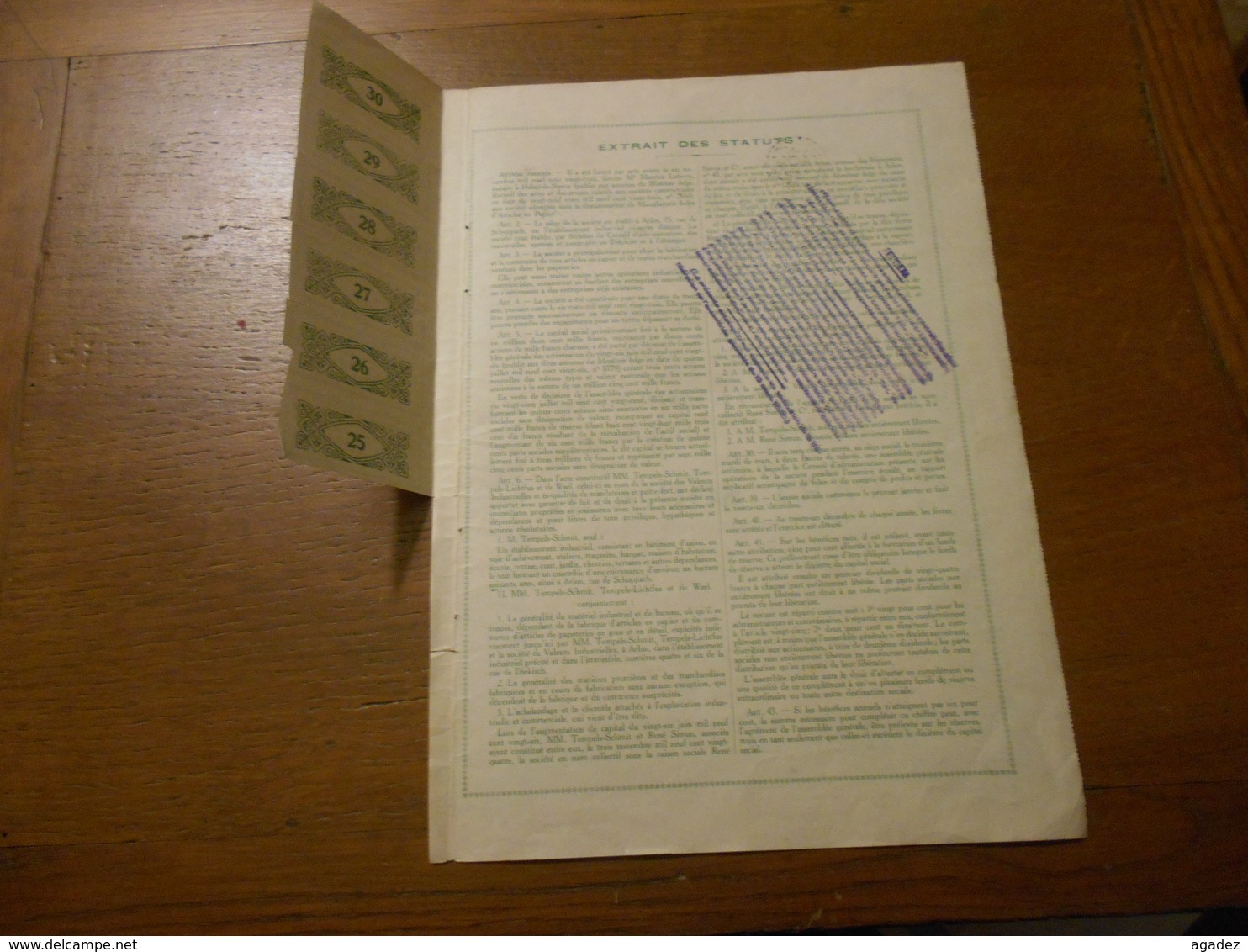 Part Sociale " Manufacture Belge D'articles En Papier "Arlon 1929 (Belgian Paper Industry).N° 003707. - Industrie