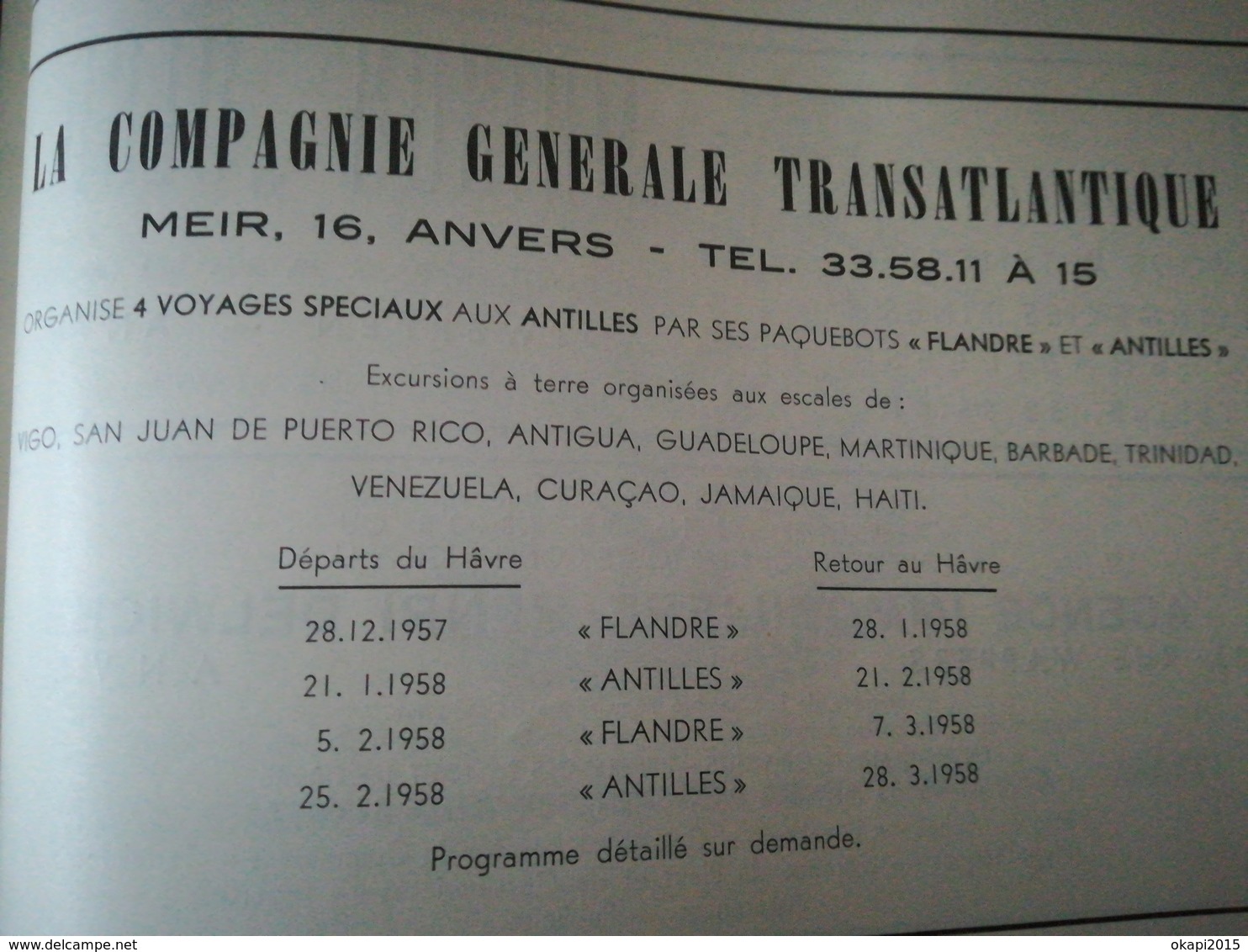 2 PHOTOS DONT UNE DU PAQUEBOT LÉOPOLDVILLE COMPAGNIE MARITIME BELGE  CONGO BELGE + PUBLICITÉ DÉPLIANT + CARTE - PHOTO