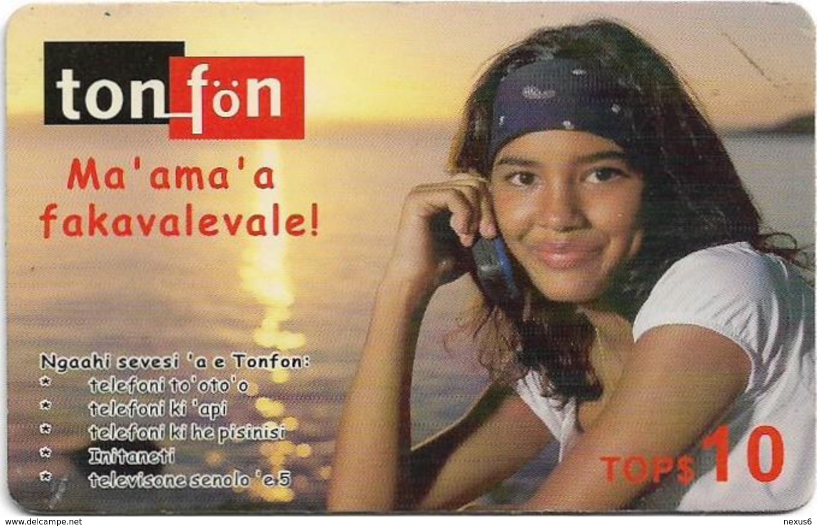 Tonga - TonFon - Ma' Ama' A Fakavalevale - Girl In Sunset - Remote 10$, Used - Tonga