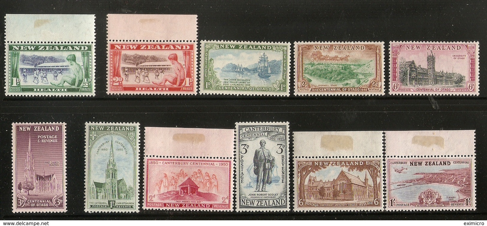 NEW ZEALAND 1943 - 1950 COMMEMORATIVE AND SURCHARGE SETS ON 2 SCANS UNMOUNTED MINT/MOUNTED MINT Cat £10+ - Collections, Lots & Series