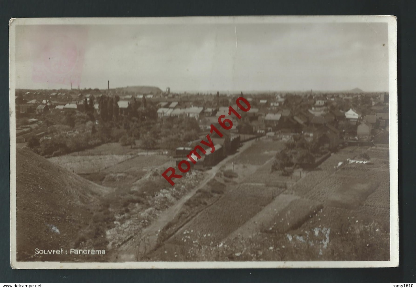 Souvret. ( Courcelles) Photo Carte. Panorama Du Village. Circulé En 1936. Scan Recto/verso. - Courcelles