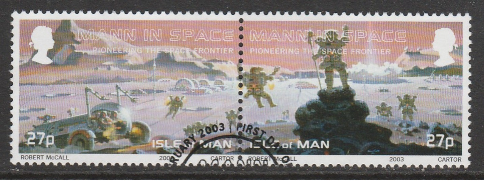 Isle Of Man 2003 Man In Space 27 P Multicoloured SW 1023/4 O Used Joined Pair - Isle Of Man