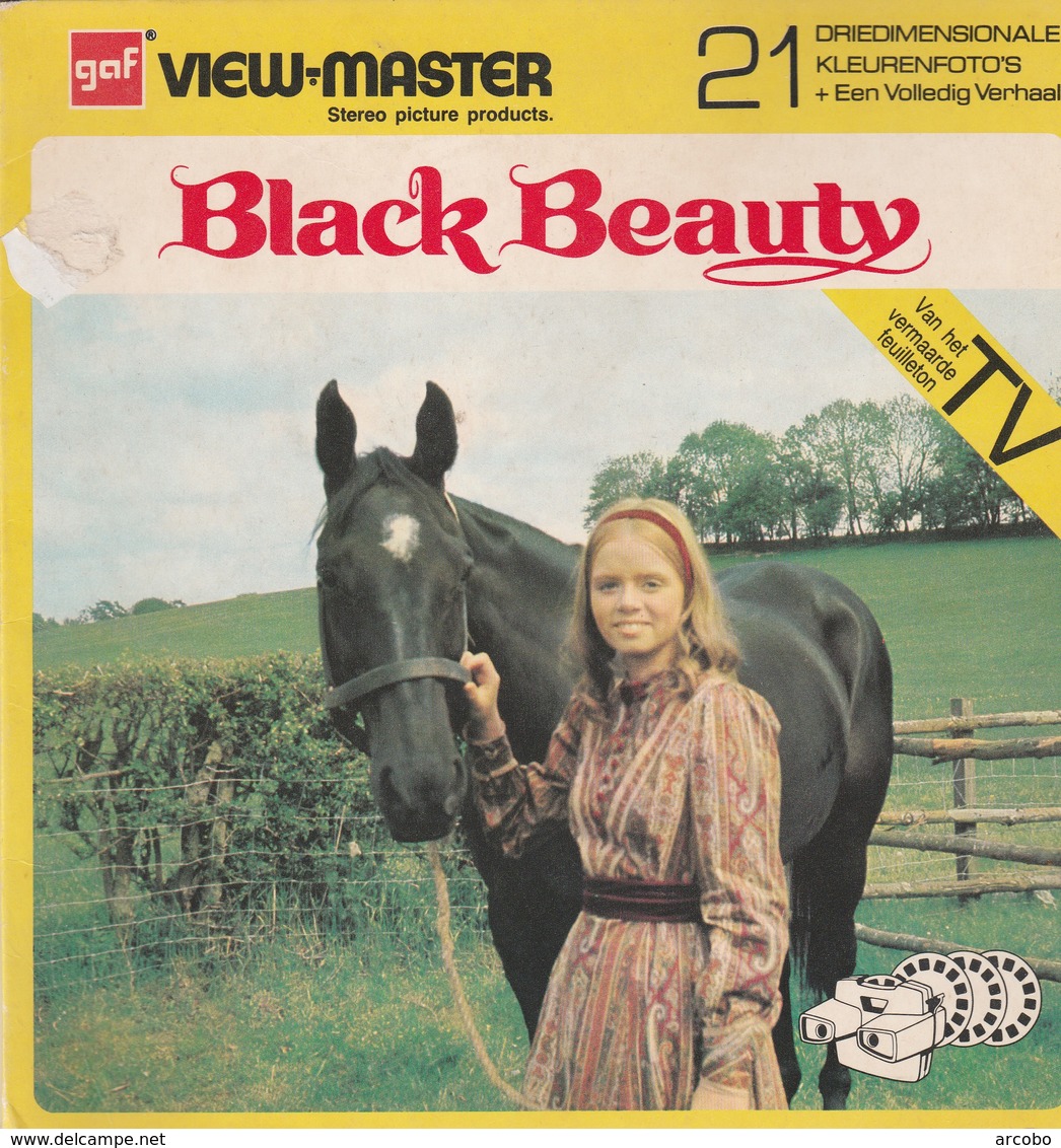 VIEW MASTER 21 Driedimensionale Kleurenfototo's BLACK BEAUTY GAF VIEW MASTER. 1973, Boekje Incl 3 Schijfjes - Visionneuses Stéréoscopiques