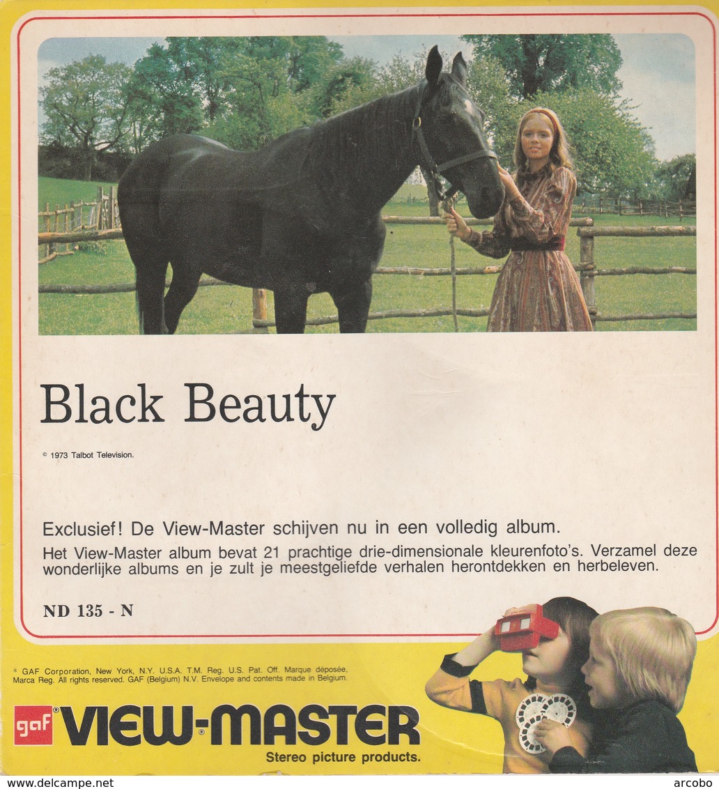 VIEW MASTER 21 Driedimensionale Kleurenfototo's BLACK BEAUTY GAF VIEW MASTER. 1973, Boekje Incl 3 Schijfjes - Stereoscoopen