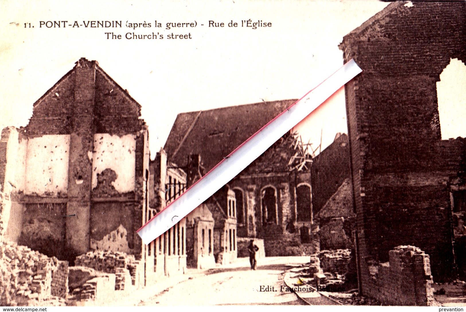 PONT-A-VENDIN (après La Guerre) - Rue De L'Eglise - Andere & Zonder Classificatie