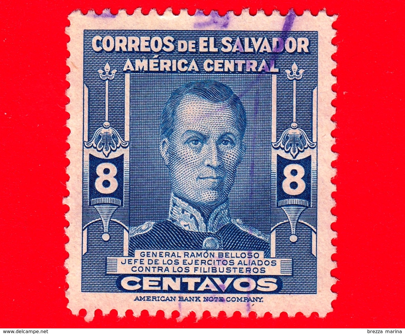 EL SALVADOR - Usato - 1947 - Ramon Belloso (1810-1858), Generale - 8 - El Salvador