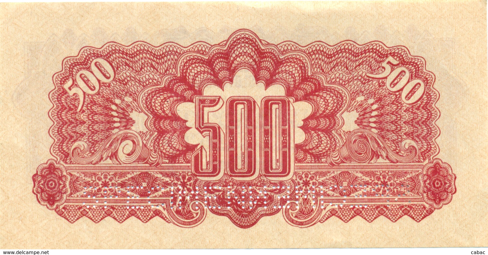 Czechoslovakia, 500 Korun, SPECIMEN, 1944, XA,, Occupation, Ww2, Banknote, Czech, Slovakia, Bohemia, Moravia - Tsjechoslowakije
