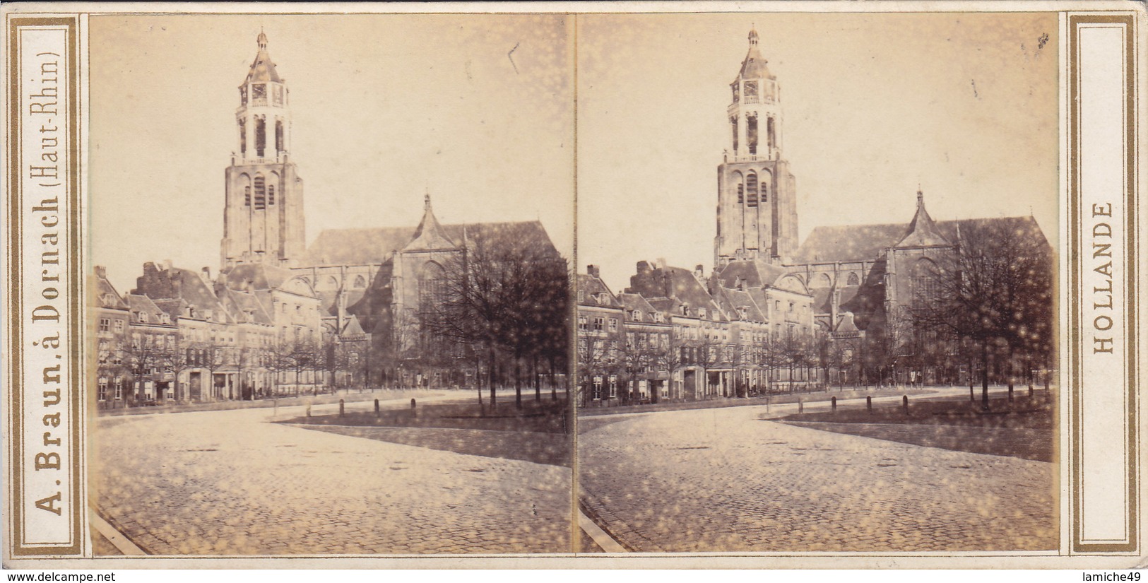 Photo Collection Stéréoscopique Braun Dornach Hollande ARNHEIM La Grande église  N°3756 - Stereoscopio