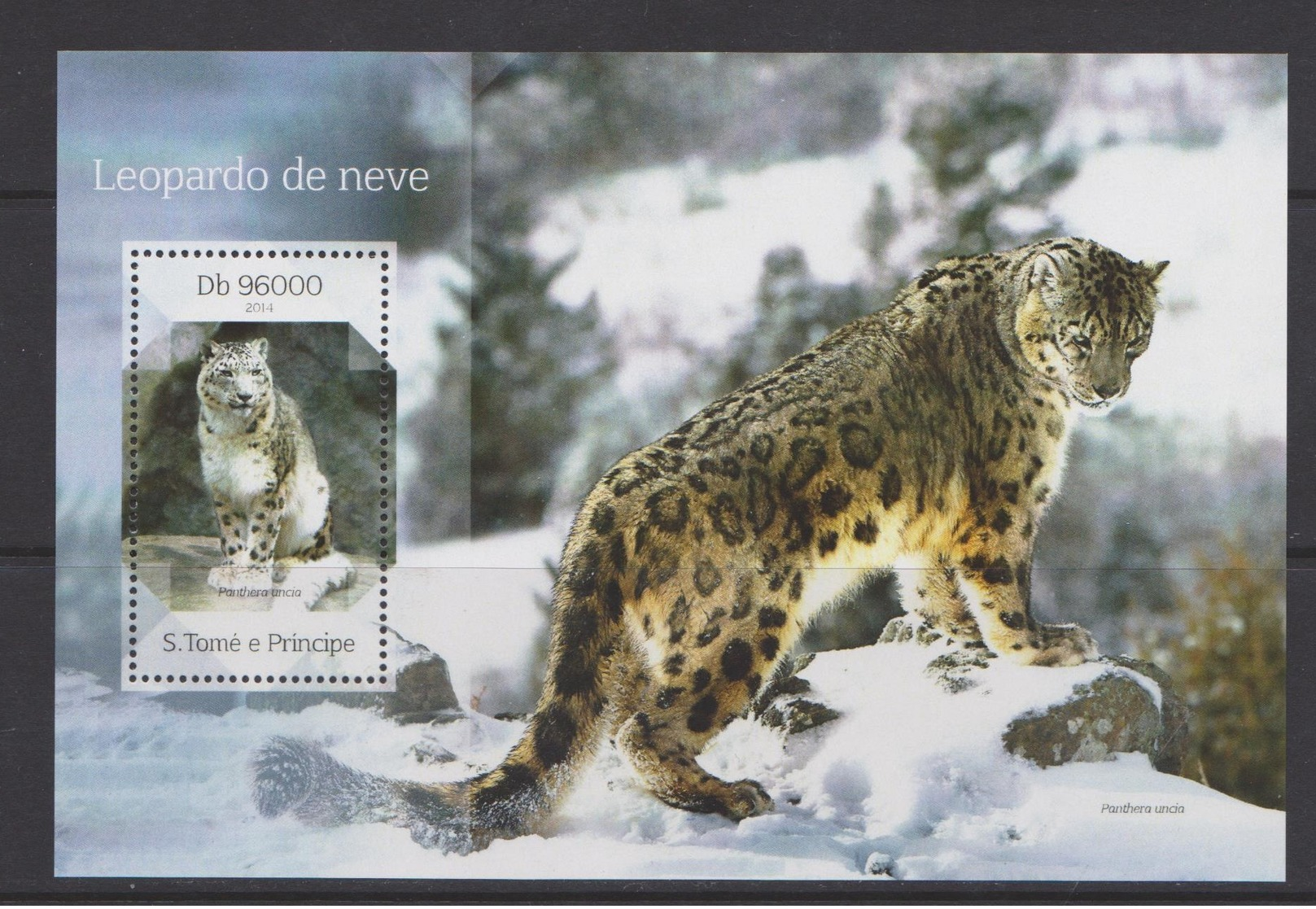 Sao Tome - 2014 Schneeleopard Snow Leopard - 2 Scans ** - Félins