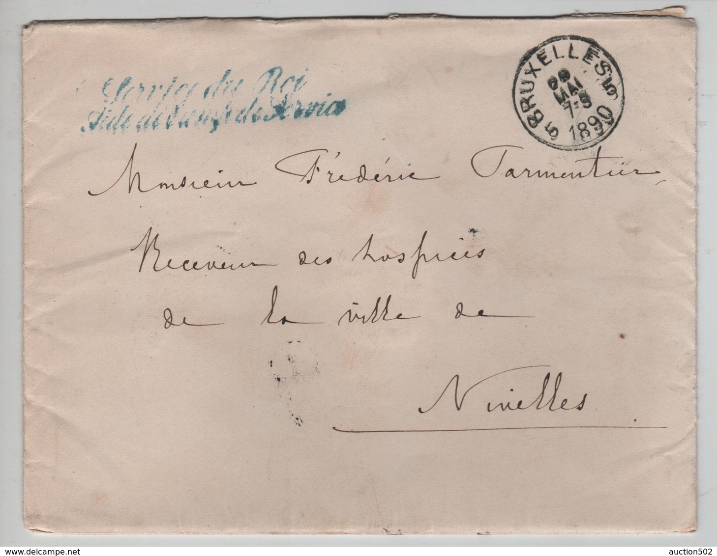 PR6299/ Lettre En Franchise Service Du Roi Maison Militaire écrit De Laeken C.BXL 1890 V.Nivelles - Franchise