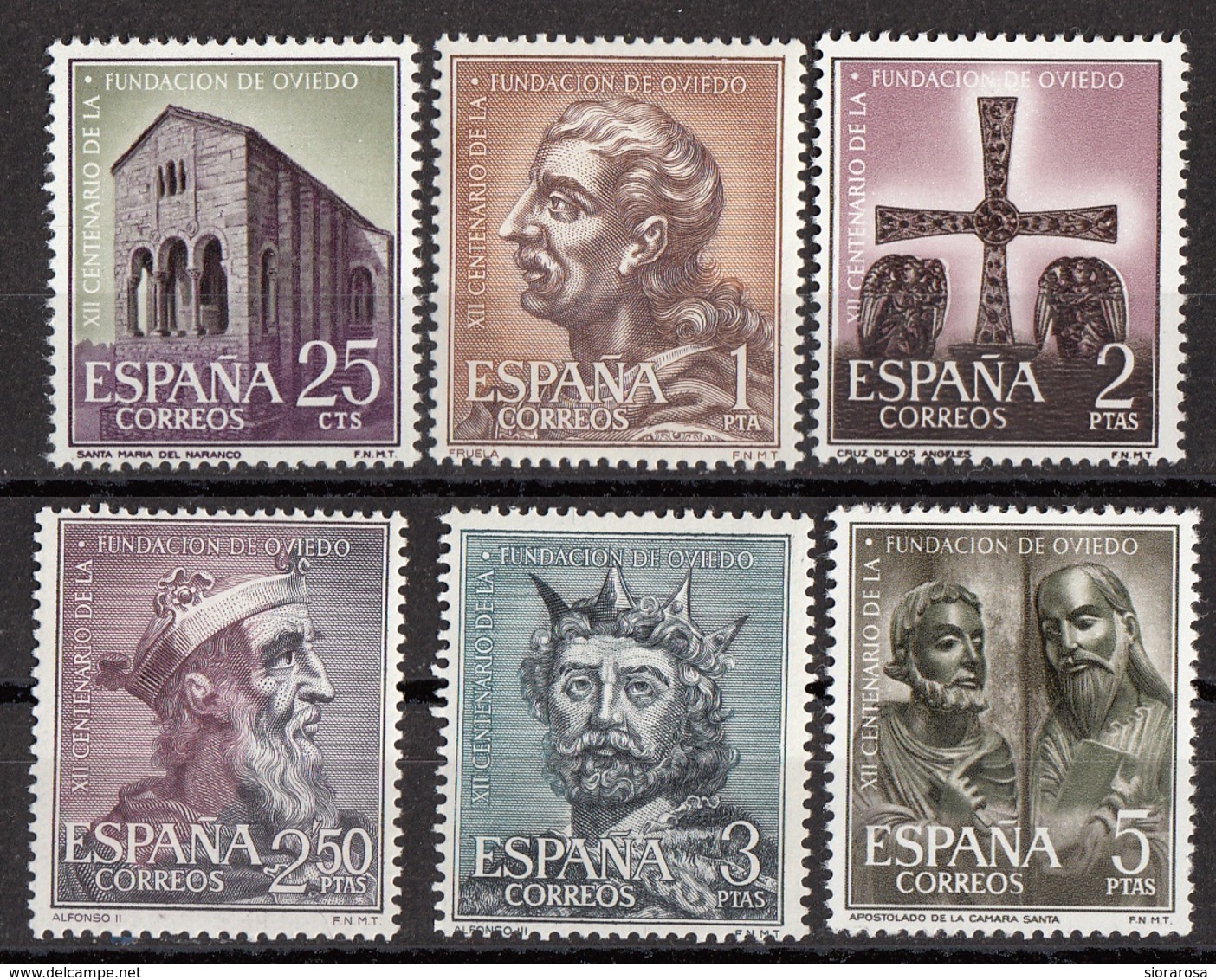 Spagna 1961 Sc. 1033/1038 Anniversario Fondazione Oviedo (Asturia) Espana Spain Full Set MNH - Nuovi