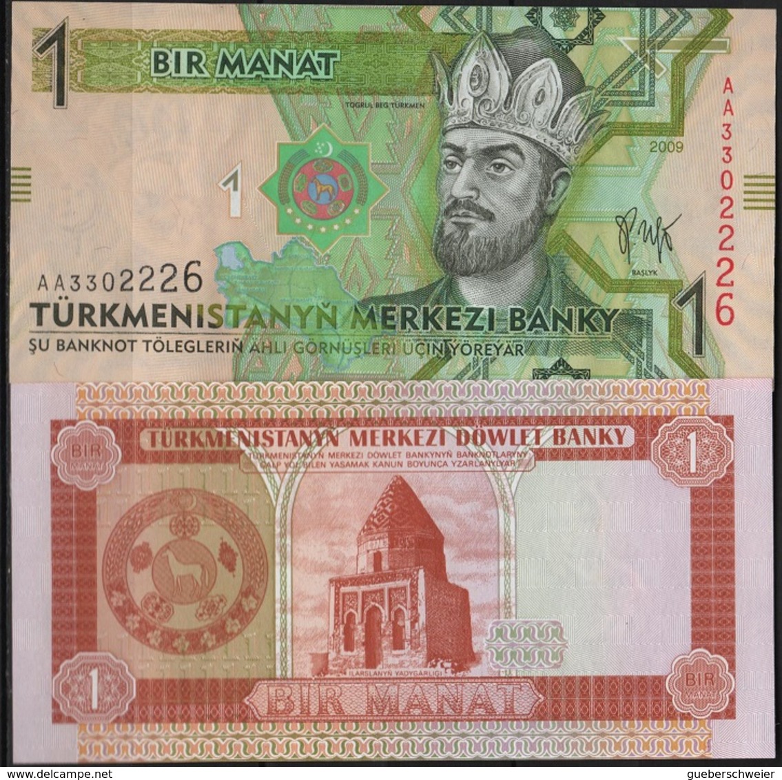 B 128 - TURKMENISTAN 2 Billets De 1 Manat  état Neuf 1er Choix - Turkmenistan