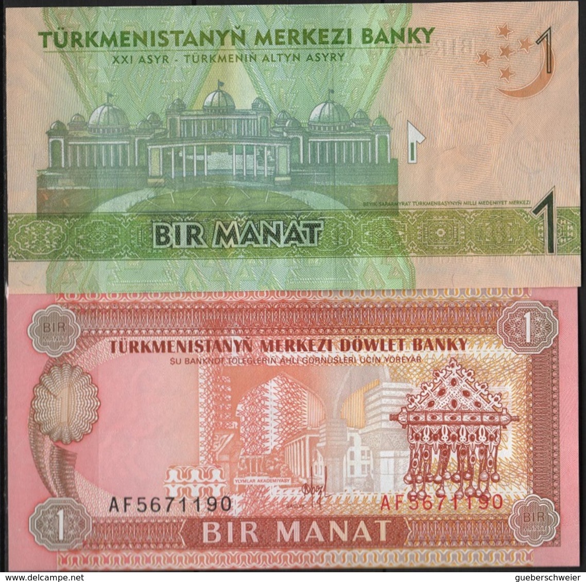 B 128 - TURKMENISTAN 2 Billets De 1 Manat  état Neuf 1er Choix - Turkmenistan