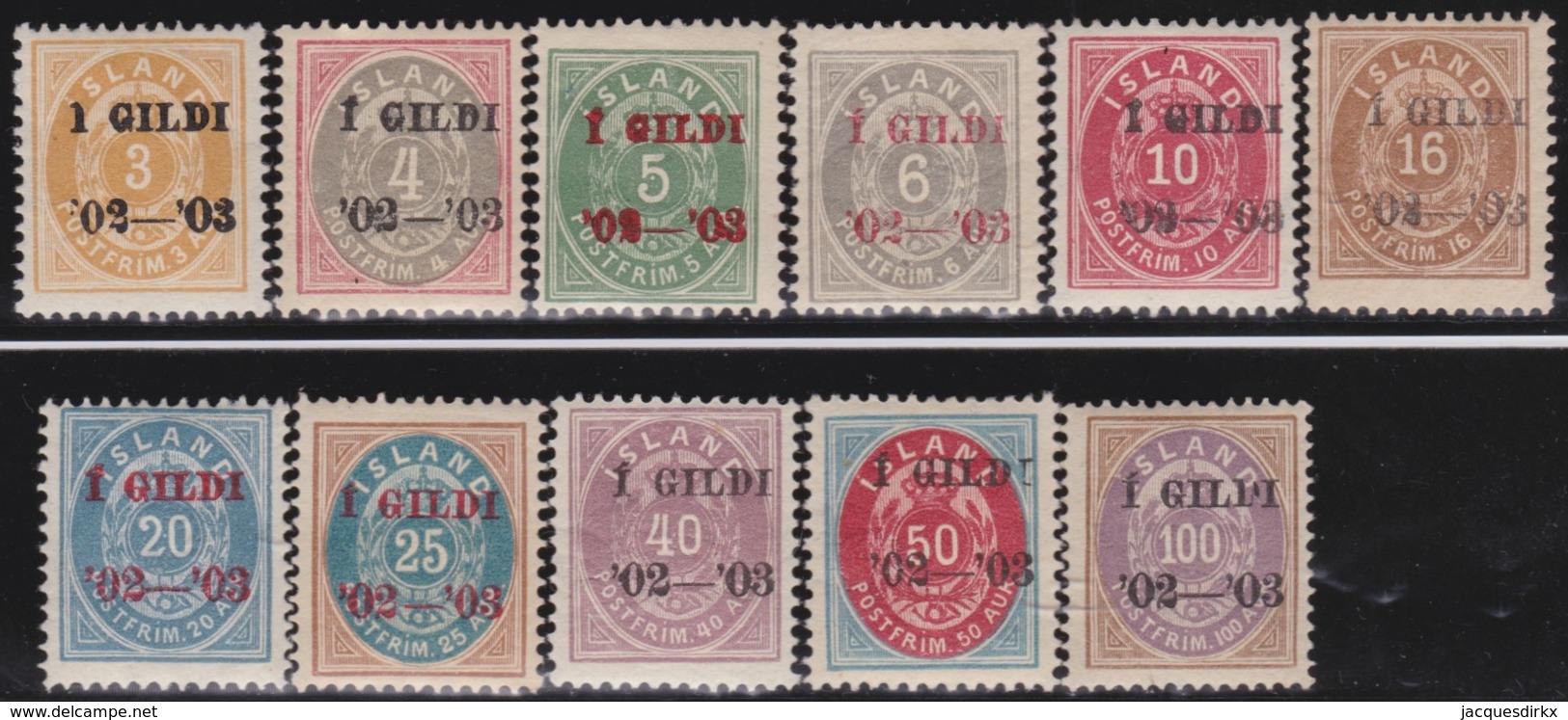 IJsland    .   Yvert     .    23A/33        .    *     .       Omgebruikt Met Plakker    .   /    .   Mint-hinged - Nuovi