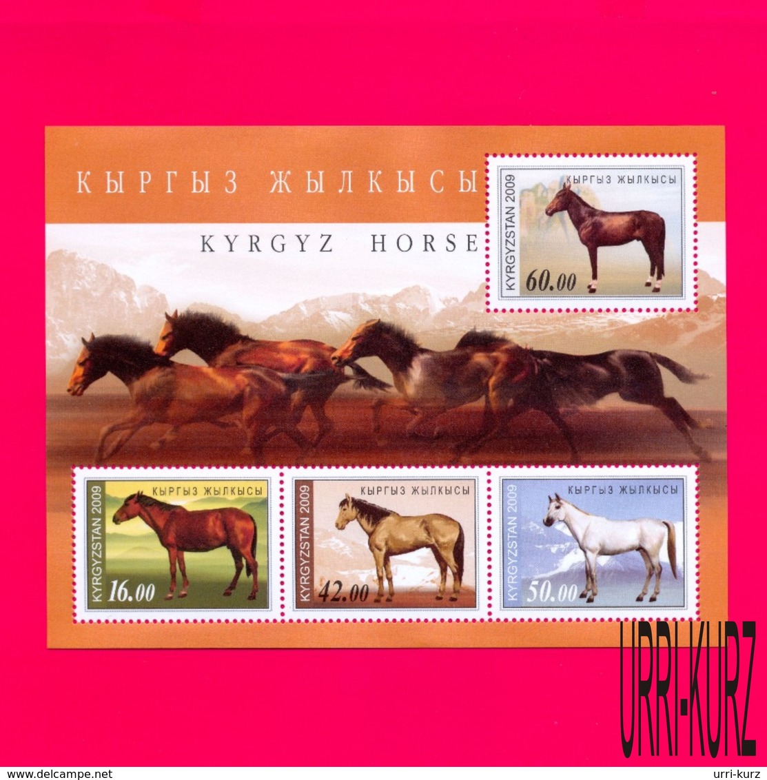 KYRGYZSTAN 2009 Nature Fauna Domestic Farm Animals Horses S-sheet Mi Bl.53(575-578) MNH - Kyrgyzstan