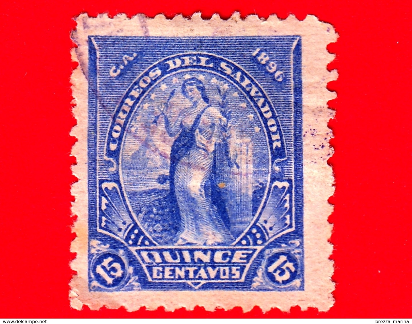 EL SALVADOR - Usato - 1896 - Serie Pace - Peace - 15 C. - El Salvador