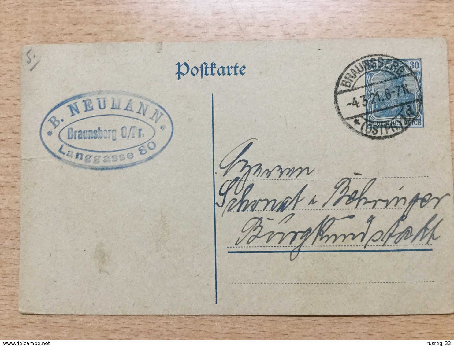 K6 Deutsches Reich Ganzsache Stationery Entier Postal P 120AI Von Braunsberg Ostpreussen Nach Burgkundstadt - Sonstige & Ohne Zuordnung