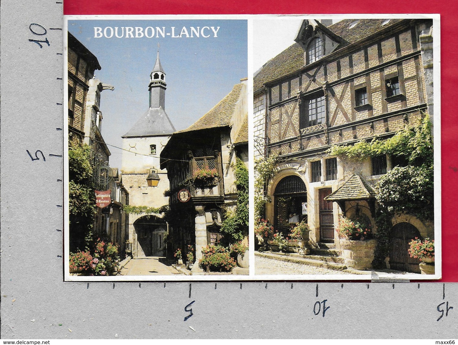 CARTOLINA VG FRANCIA - BOURBON LANCY - Le Beffroi Maison A Colombages - 10 X 15 - ANN. 1989 - Altri & Non Classificati