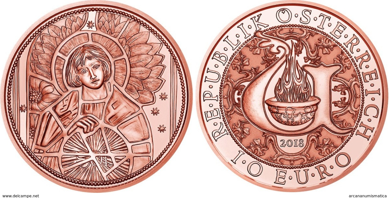 AUSTRIA  10€ 2.018  2018  Cobre "Uriel – El Ángel Iluminador"  SC/UNC T-DL-12.256 - Austria