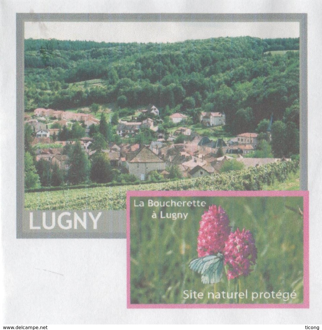 LUGNY SAONE ET LOIRE - VUE DU VILLAGE, FLEUR LA BOUCHERETTE - FLAMME NEOPOST 2009, PAP ENTIER POSTAL, A VOIR - Autres & Non Classés