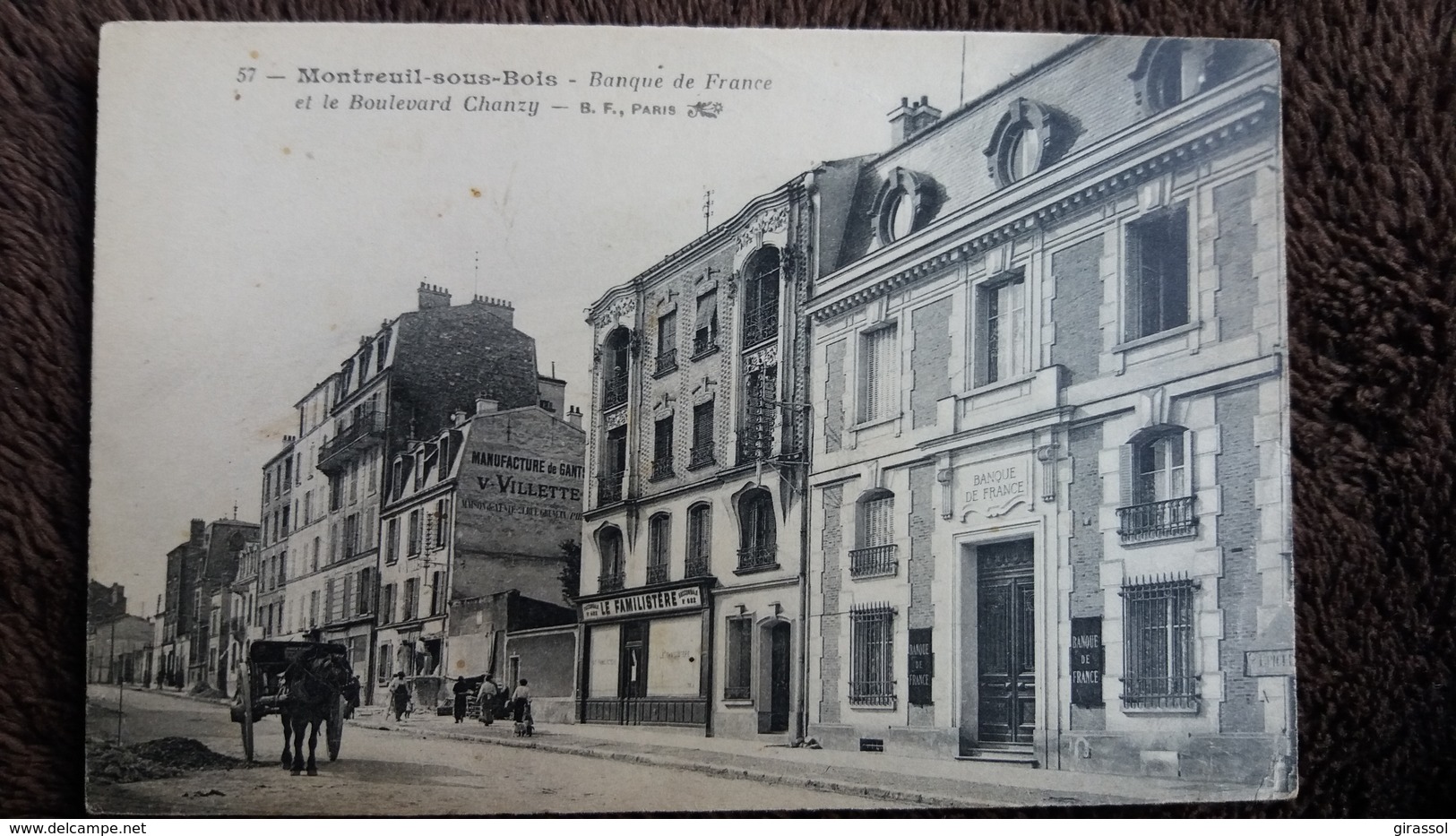 CPA MONTREUIL SOUS BOIS 93 BANQUE DE FRANCE ET LE BOULEVARD CHANZY ED  BF 57 ATTELAGE - Montreuil